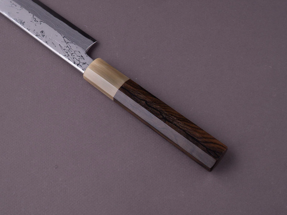 Hitohira - Kikuchiyo x Mosuke - Kikko - Blue #1 - 300mm Yanagiba - Ziricote Handle - Saya - Image 7