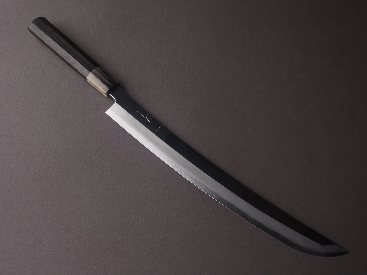 Hitohira - Kikuchiyo x Mosuke - Silver #3 - 330mm Sakimaru Yanagiba w/ Sori - Taihei Ebony Handle