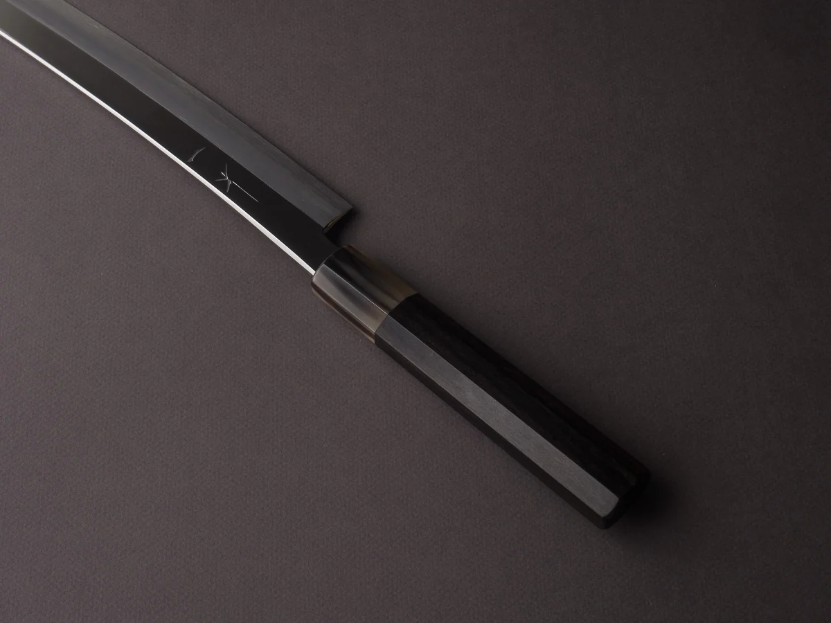 Hitohira - Kikuchiyo x Mosuke - Silver #3 - 330mm Sakimaru Yanagiba w/ Sori - Taihei Ebony Handle - Image 4