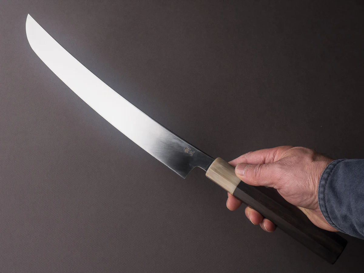 Hitohira - Kikuchiyo x Mosuke - Silver #3 - 330mm Sakimaru Yanagiba w/ Sori - Taihei Ebony Handle - Image 6