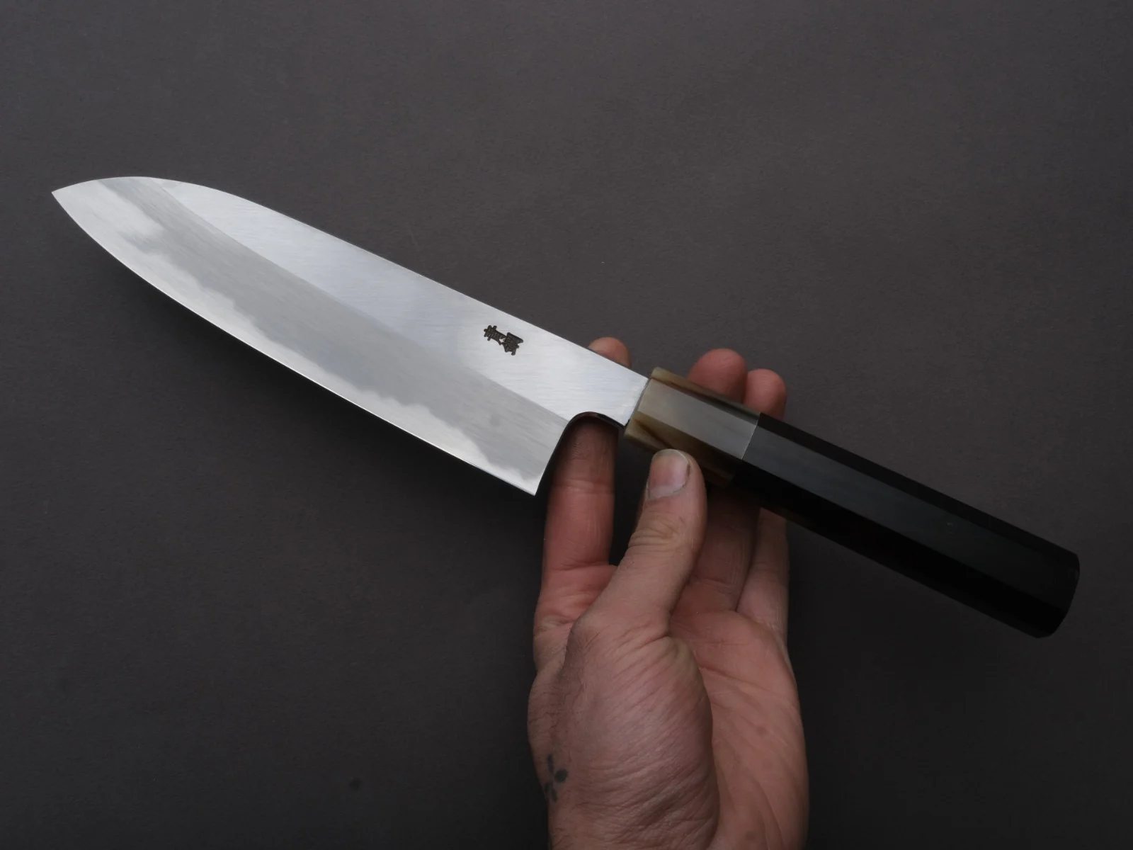Hitohira - Kikuchiyo x Ren - Blue #2 - Santoku - 180mm - Ebony Handle - Image 2