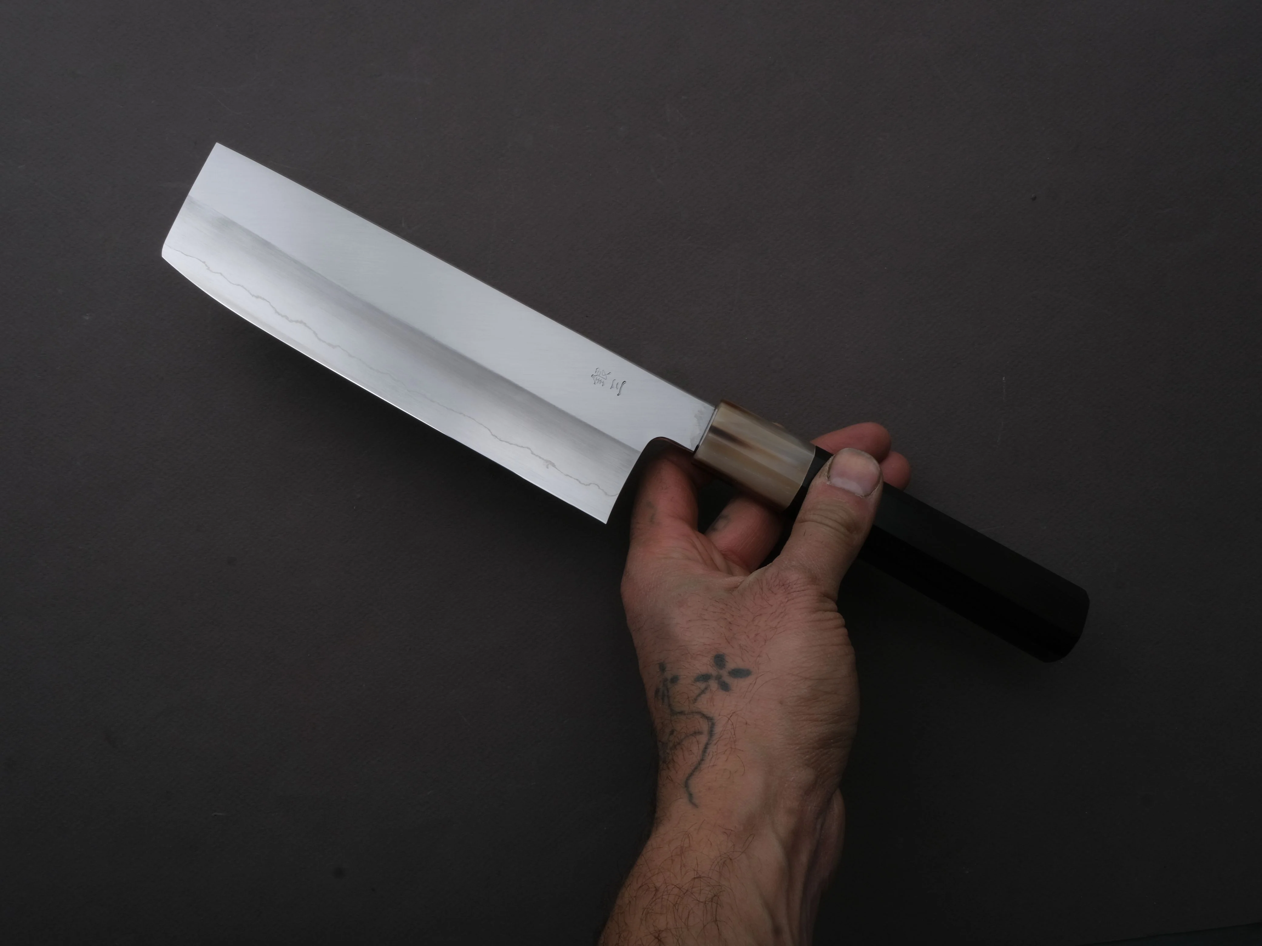 Hitohira - Kikuchiyo x Ren - Silver #3 - Nakiri - 180mm - Ebony Handle - Image 3