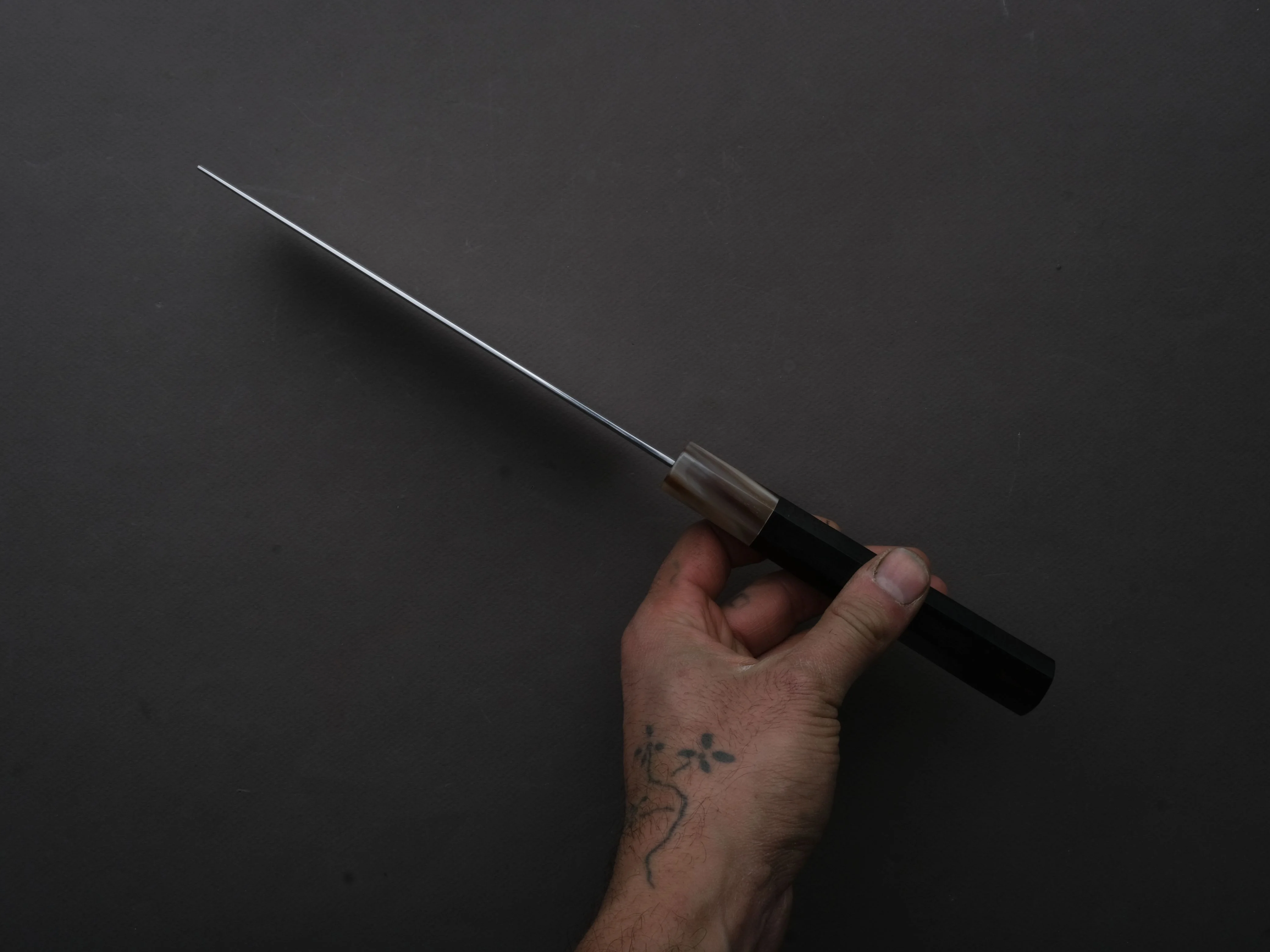 Hitohira - Kikuchiyo x Ren - Silver #3 - Nakiri - 180mm - Ebony Handle - Image 5