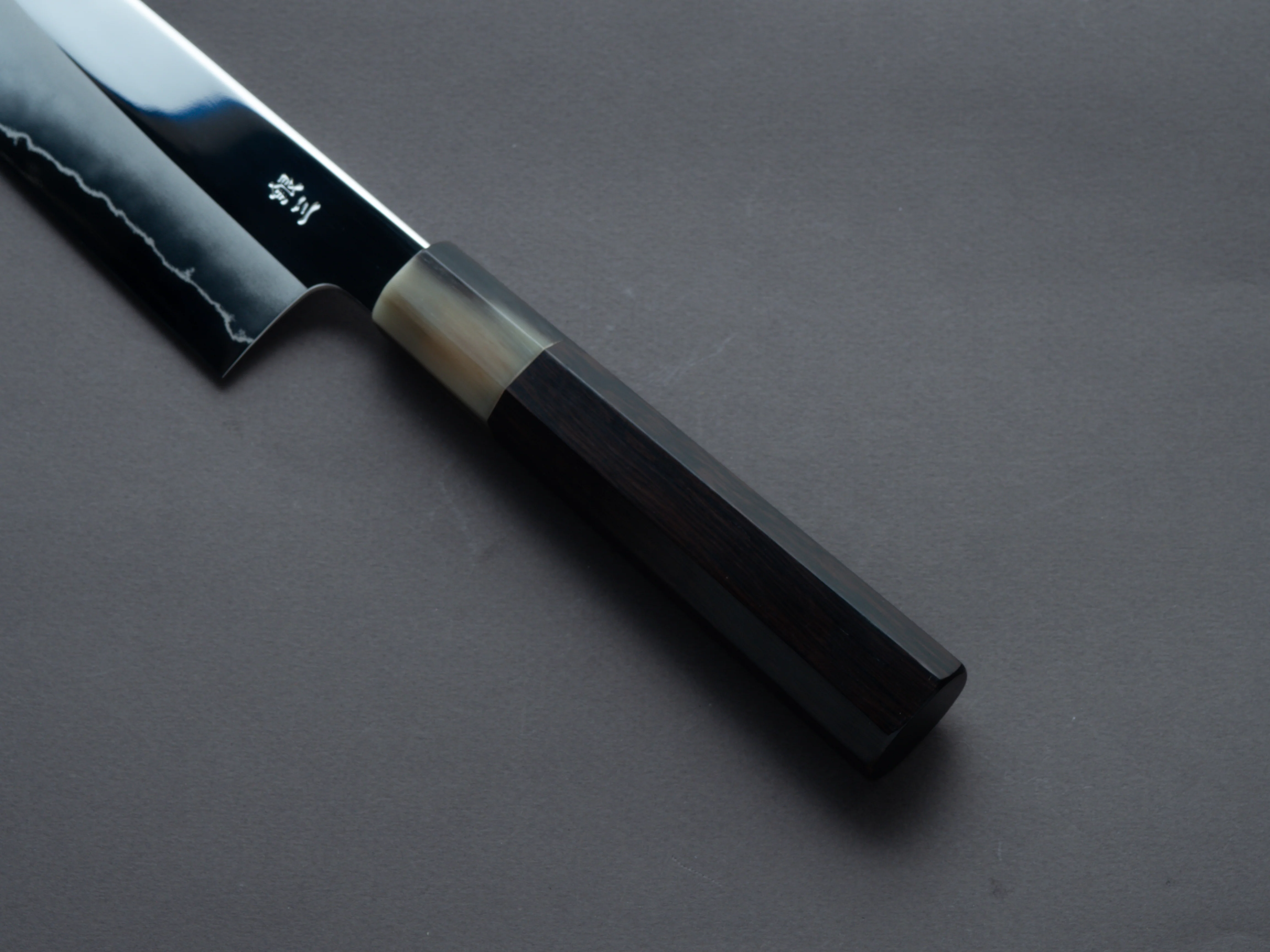 Hitohira - Kikuchiyo x Rou - Silver #3 - Mirror Polished - 170mm Santoku - Ebony Handle - Image 5