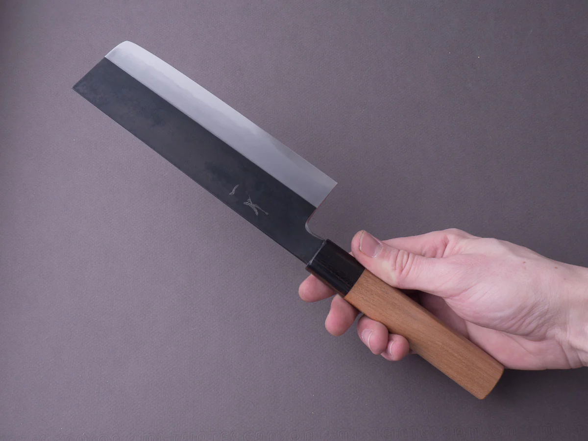 Hitohira - Kikychiyo x Kyuzo - Blue #2 - Kurouchi - 180mm Nakiri - Cherry Handle - Image 10