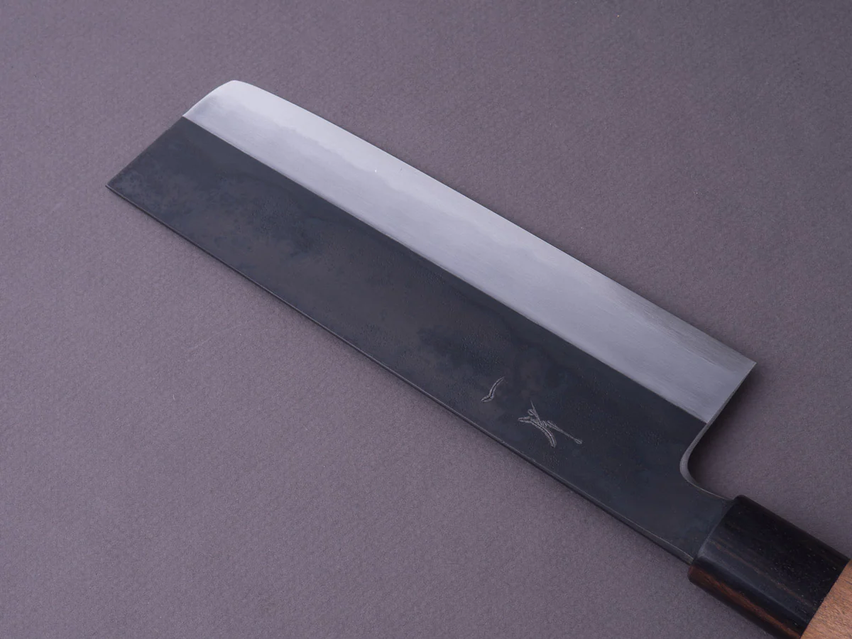 Hitohira - Kikychiyo x Kyuzo - Blue #2 - Kurouchi - 180mm Nakiri - Cherry Handle - Image 6