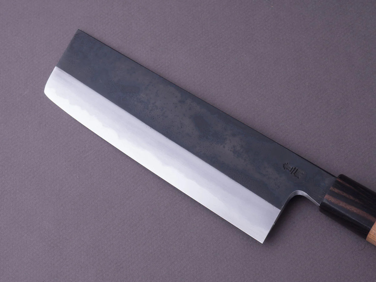 Hitohira - Kikychiyo x Kyuzo - Blue #2 - Kurouchi - 180mm Nakiri - Cherry Handle - Image 7
