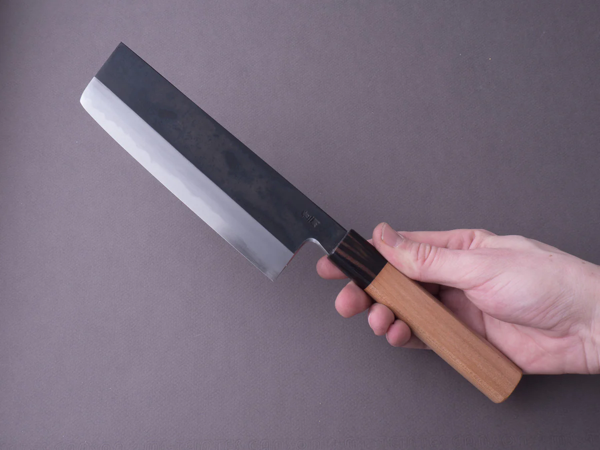 Hitohira - Kikychiyo x Kyuzo - Blue #2 - Kurouchi - 180mm Nakiri - Cherry Handle - Image 9