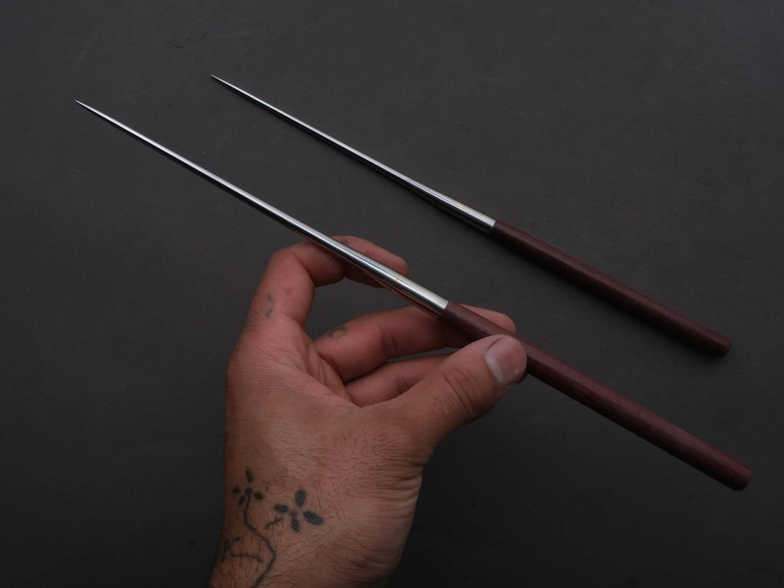 Hitohira - Moribashi Plating Chopsticks - 135mm - Purple Wood - Rounded - Image 3