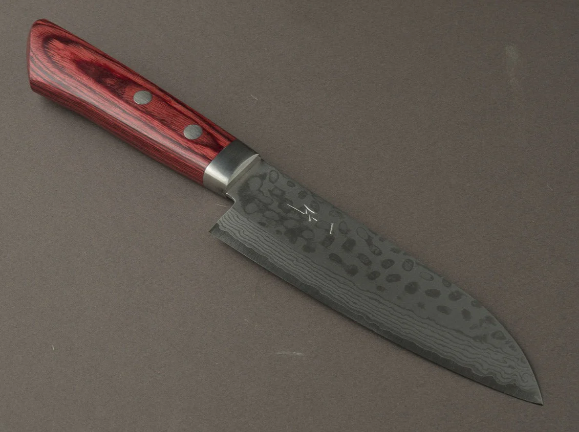 Hitohira - NM V10 - Damascus - 130mm Santoku - Pakka Handle