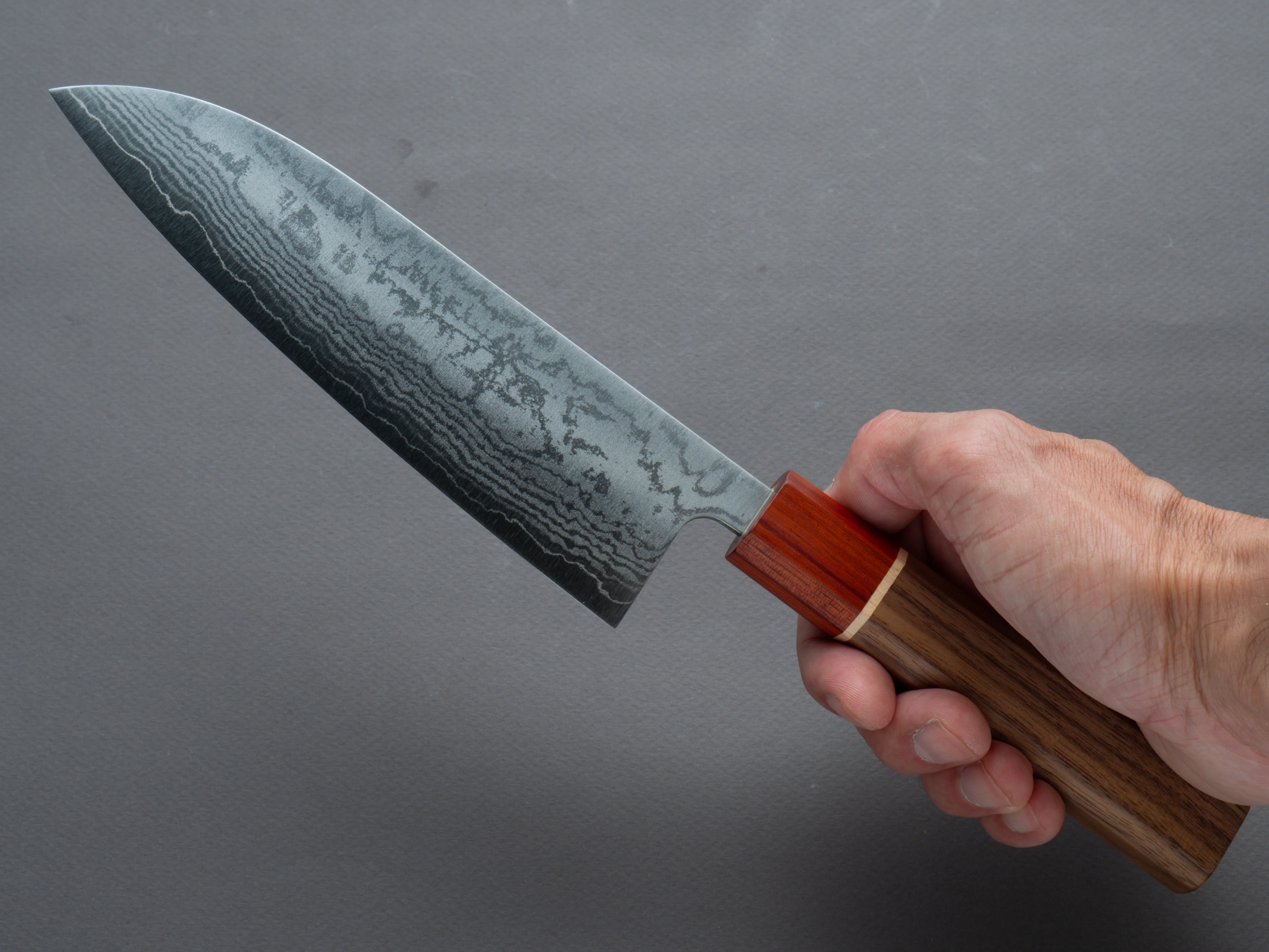 Hitohira - Setsu Forged - VG-10 - Damascus - 165mm Santoku - Walnut Handle (Rengas Ferrule) - Image 6
