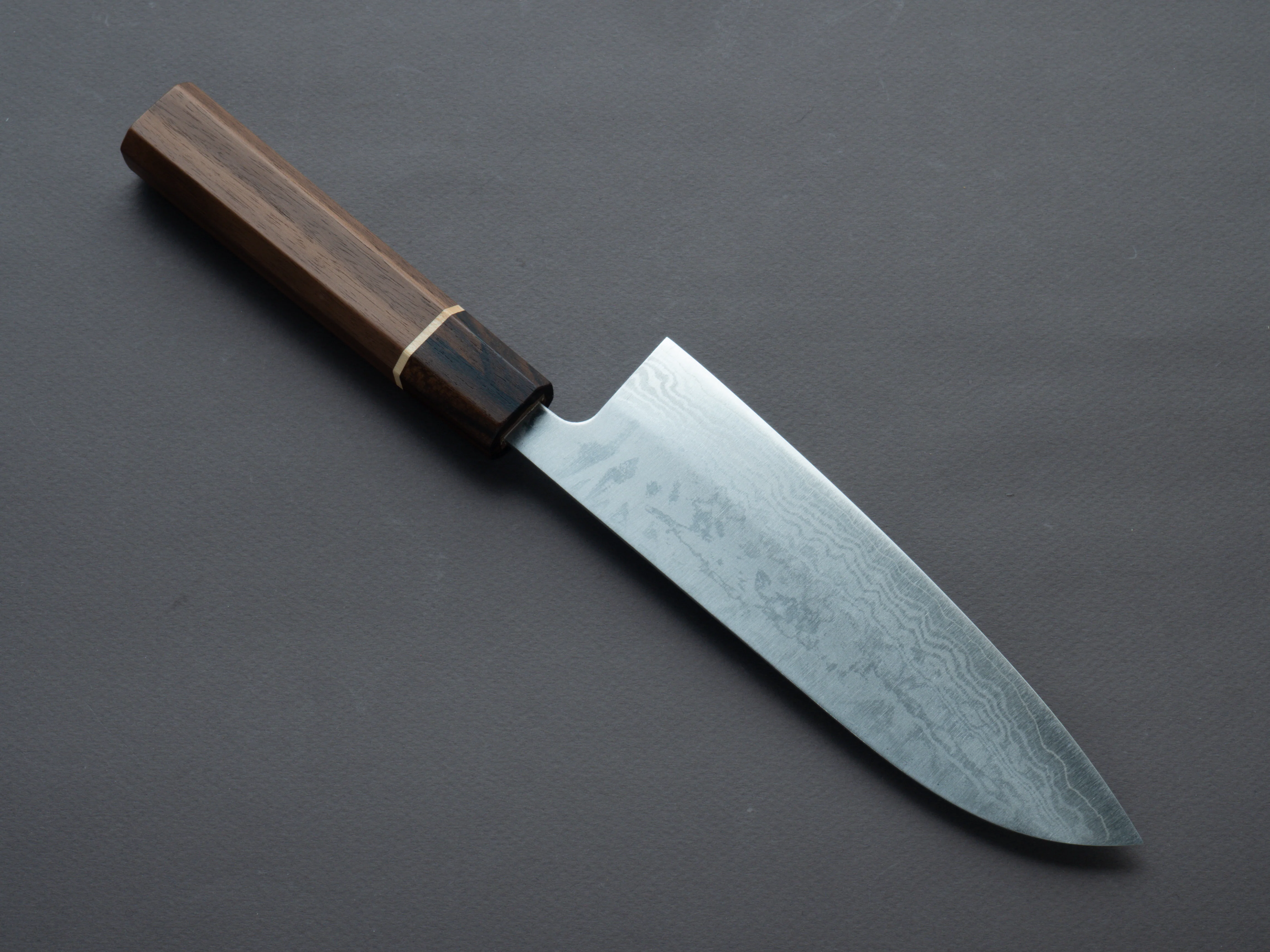 Hitohira - Setsu Forged - VG-10 - Damascus - 165mm Santoku - Walnut Handle (Ziricote Ferrule) - Image 2