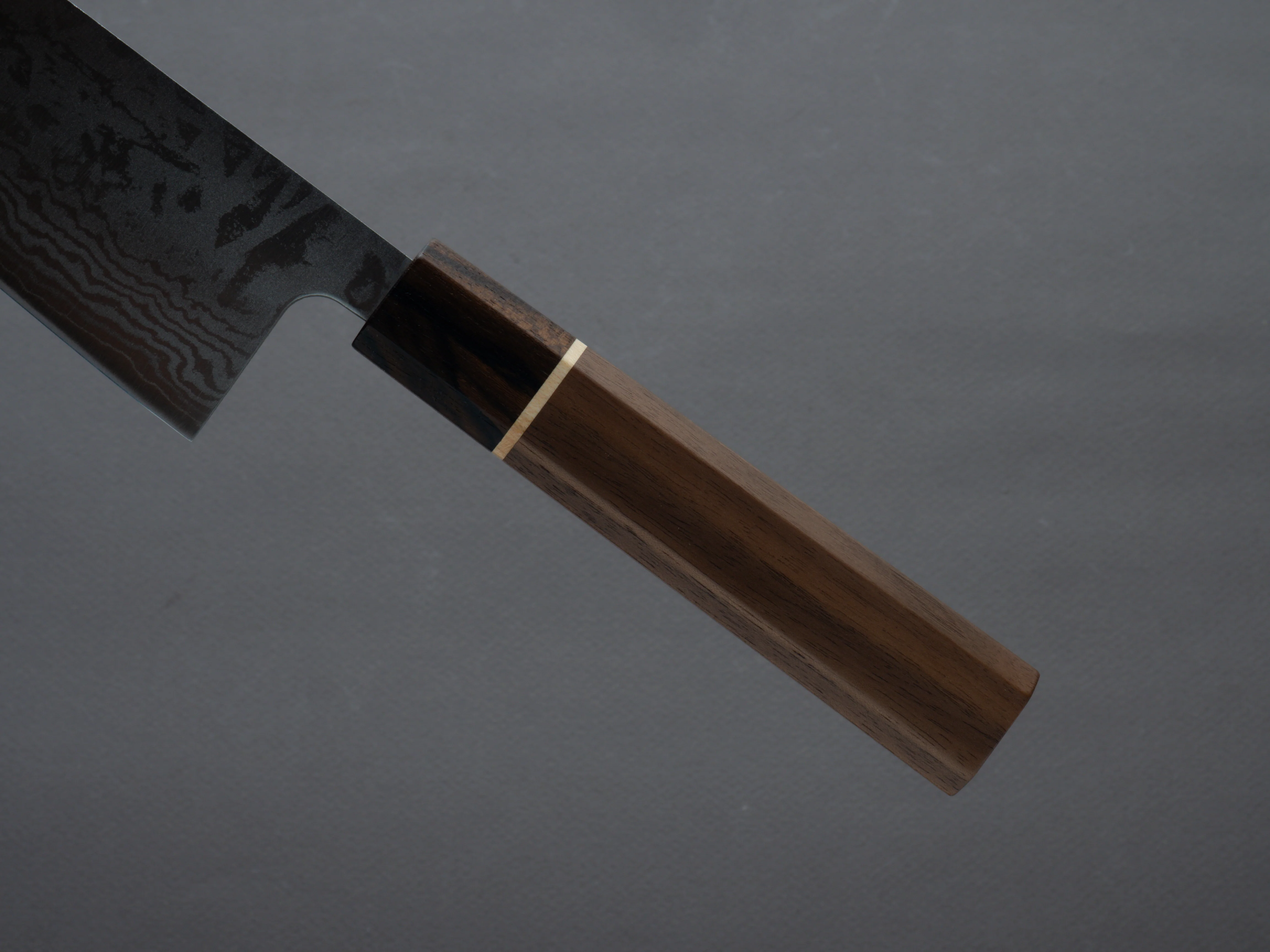 Hitohira - Setsu Forged - VG-10 - Damascus - 165mm Santoku - Walnut Handle (Ziricote Ferrule) - Image 5