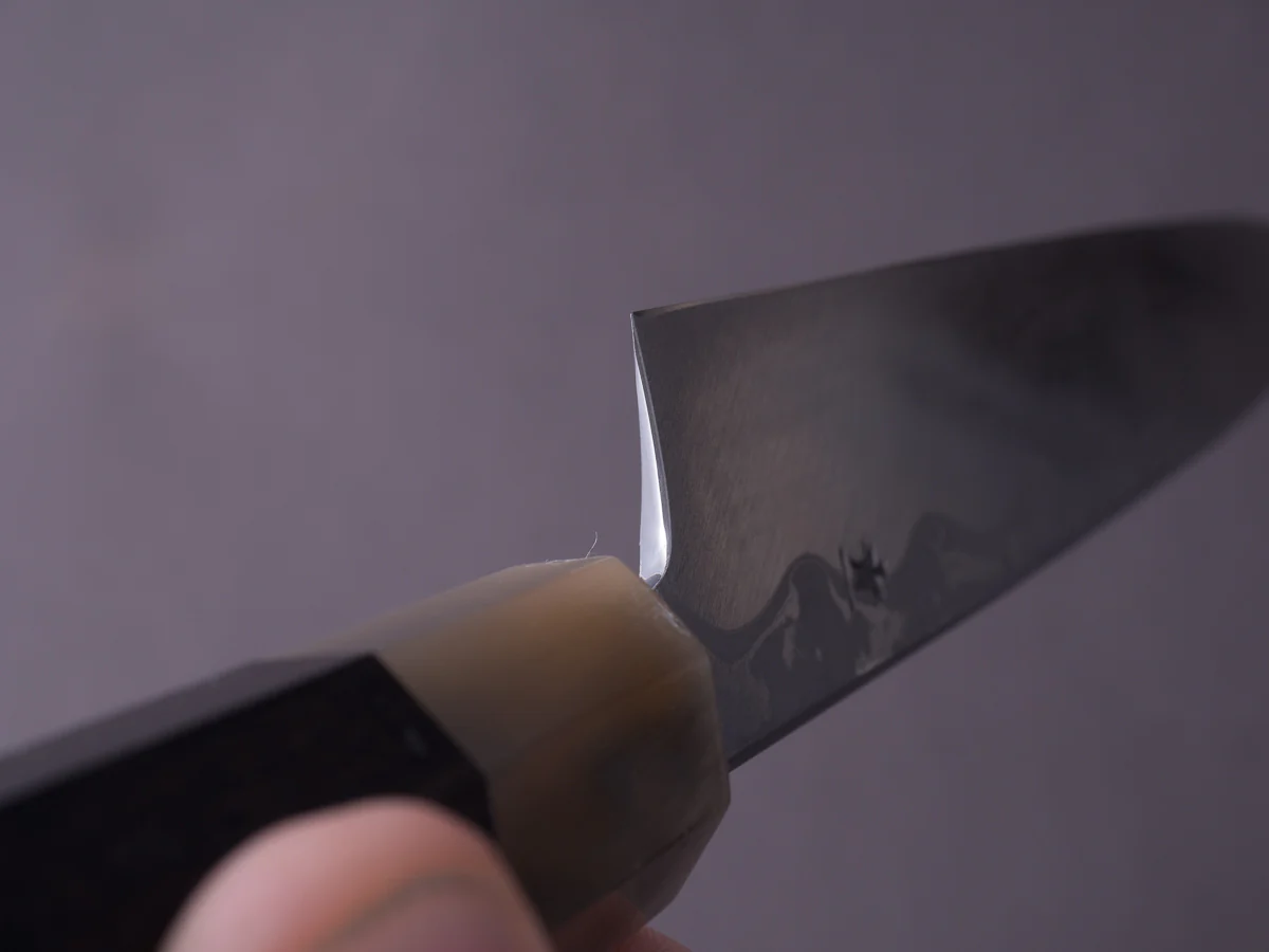 Hitohira - Tanaka - Damascus Blue #1 - 270mm Yanagiba - Ebony Handle - Saya - Mirror Polished - Image 5