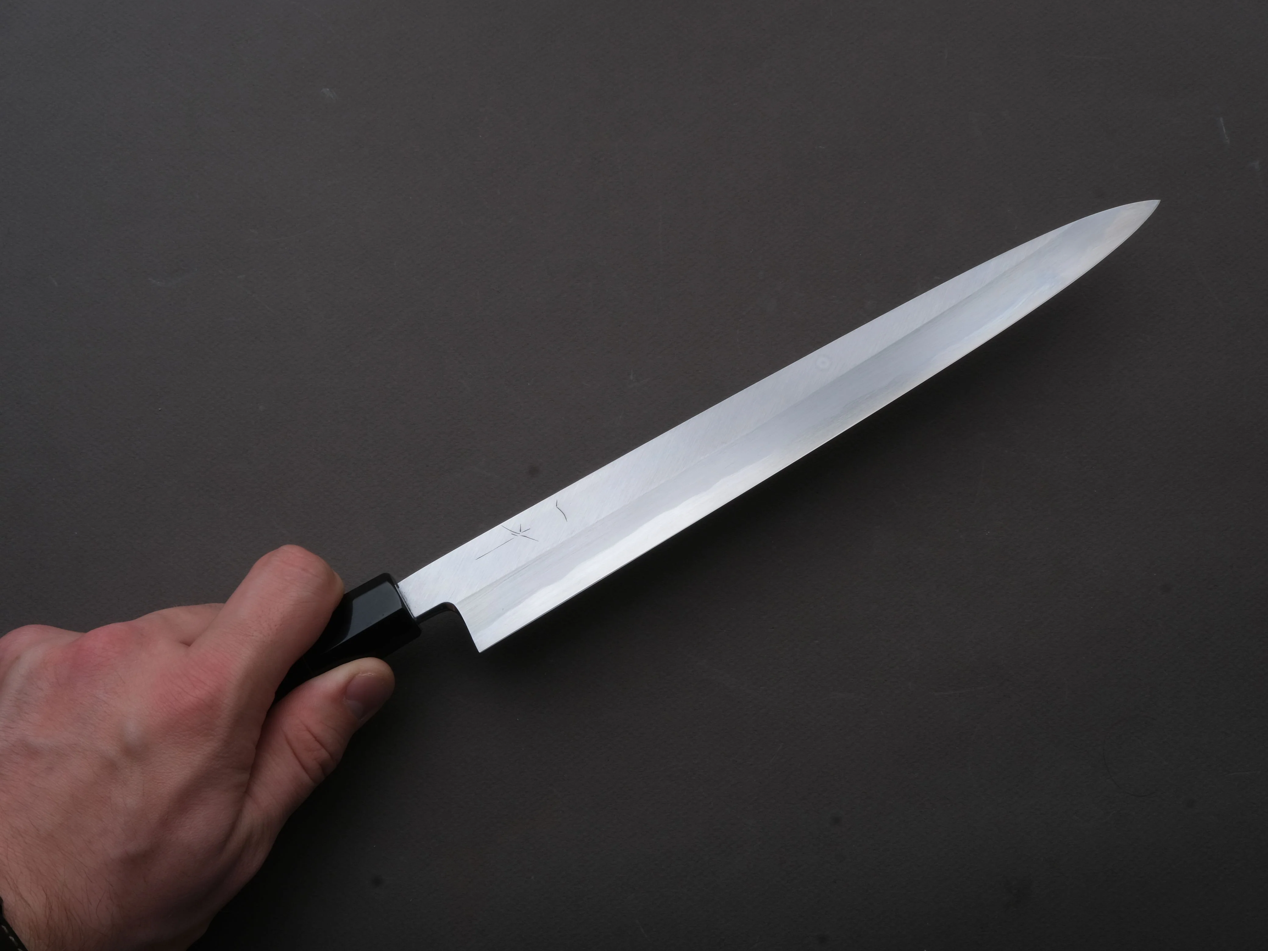 Hitohira - Tanaka - Katsushiro - Blue #1 - Yanagiba - 270mm - Ebony Handle (Saya) - Image 3