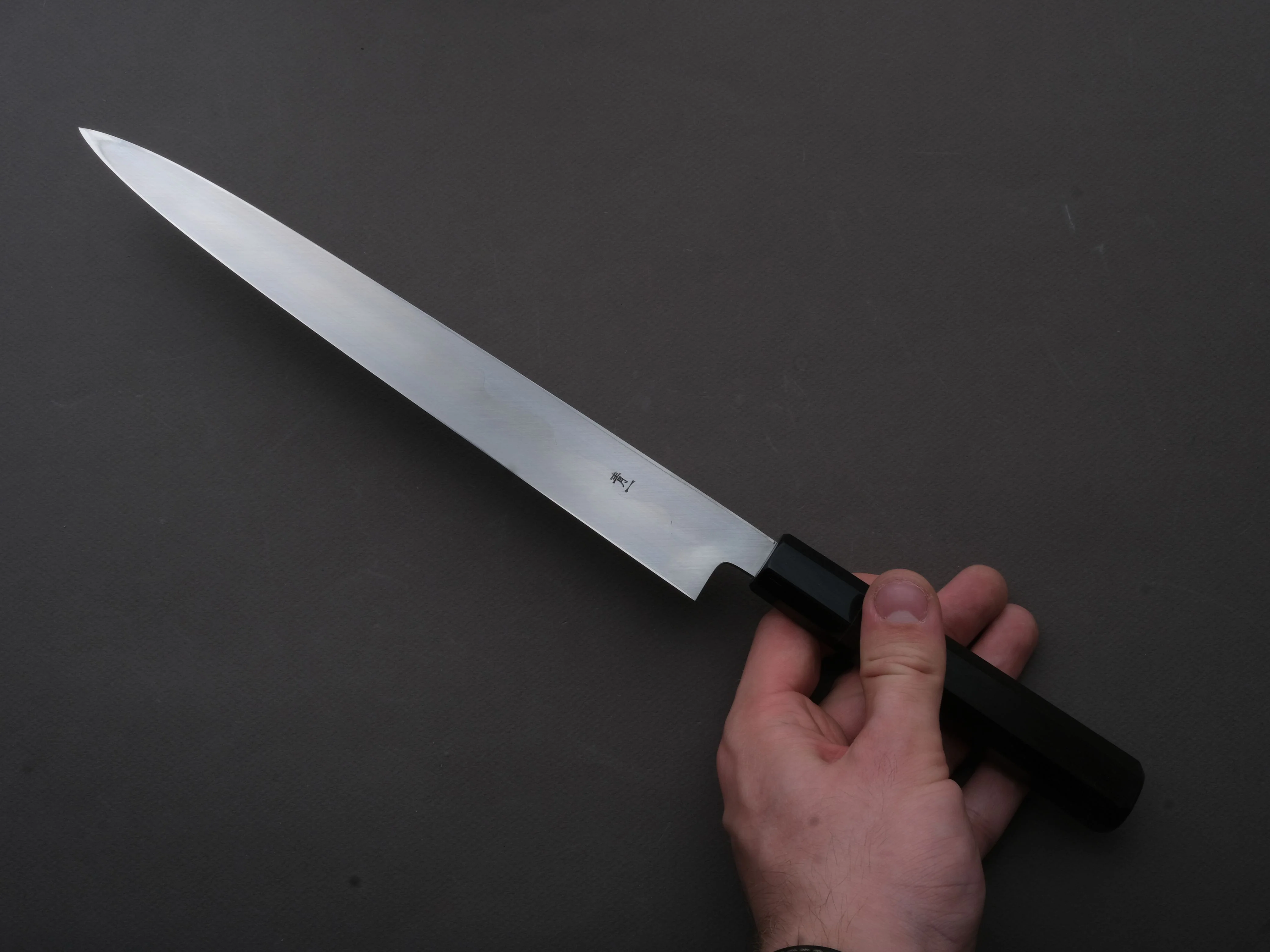 Hitohira - Tanaka - Katsushiro - Blue #1 - Yanagiba - 270mm - Ebony Handle (Saya) - Image 4