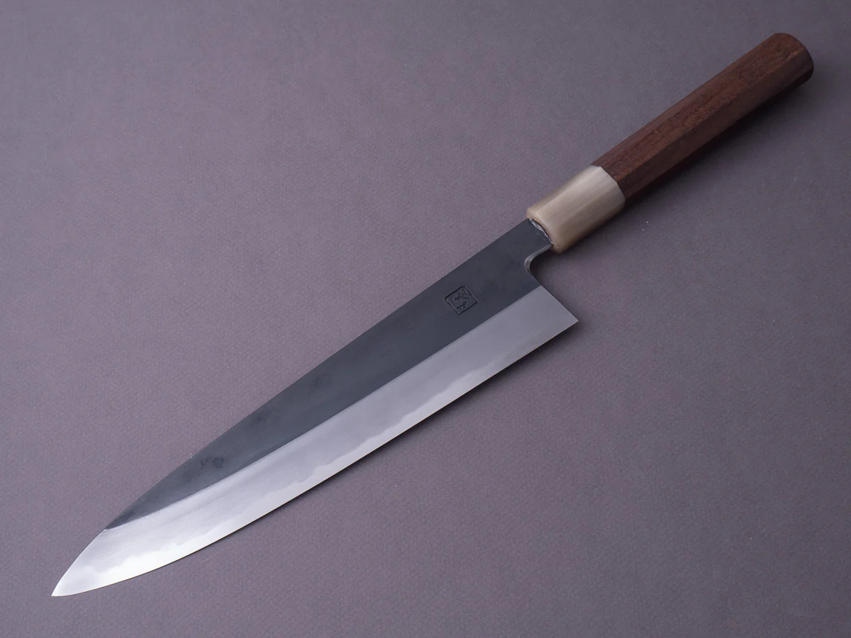 Hitohira - Tanaka x Kyuzo - Blue #1 Kurouchi - 240mm Gyuto - Rosewood Handle - Saya - Image 4