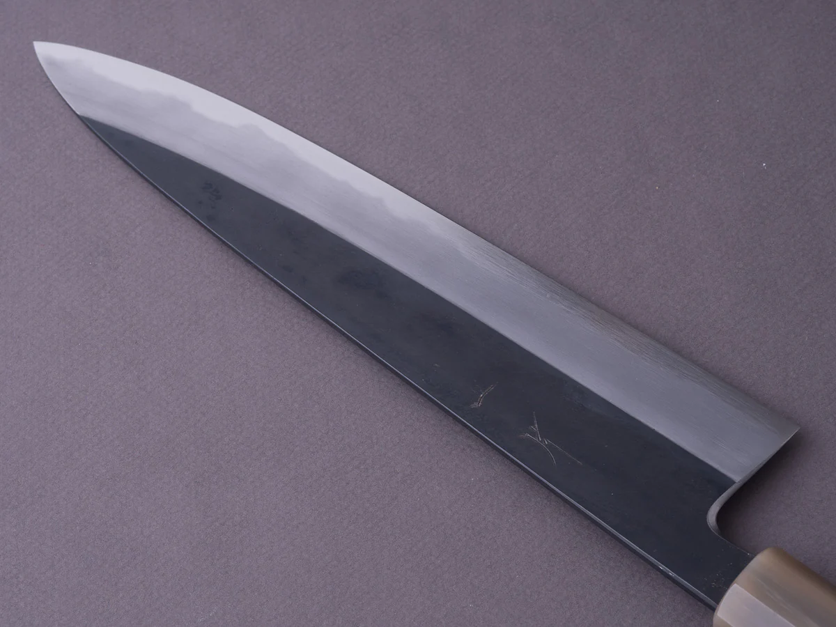 Hitohira - Tanaka x Kyuzo - Blue #1 Kurouchi - 240mm Gyuto - Rosewood Handle - Saya - Image 5