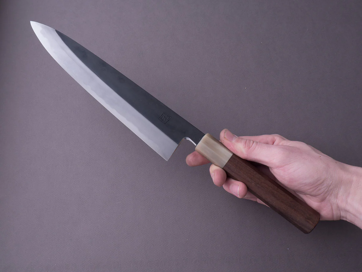 Hitohira - Tanaka x Kyuzo - Blue #1 Kurouchi - 240mm Gyuto - Rosewood Handle - Saya - Image 7