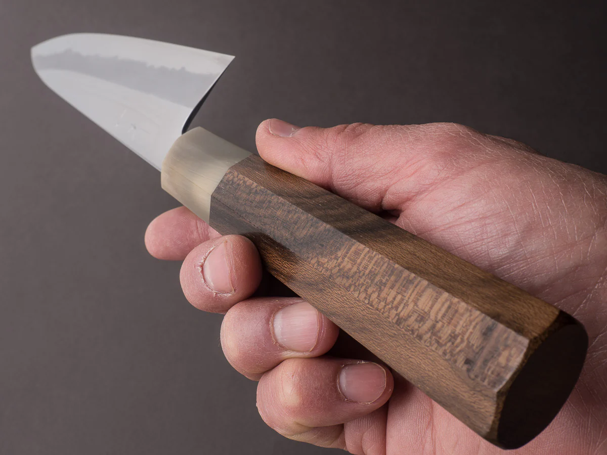 Hitohira - Tanaka x Kyuzo - Blue #1 Migaki - 210mm Gyuto - Ziricote Handle - Image 8
