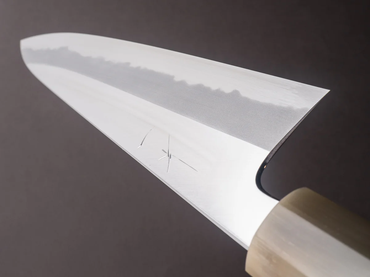 Hitohira - Tanaka x Kyuzo - Blue #1 Migaki - 210mm Gyuto - Ziricote Handle - Image 9