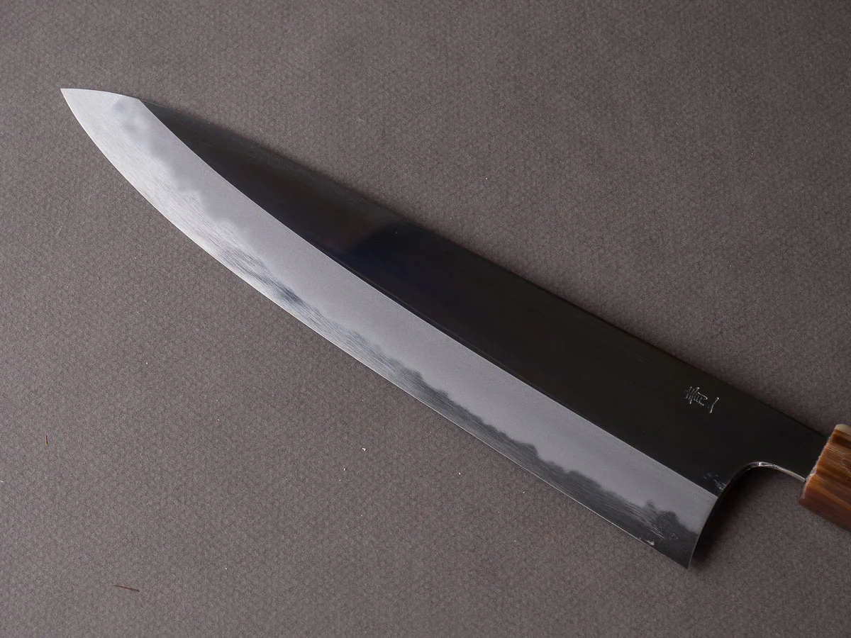 Hitohira - Tanaka x Kyuzo - Blue #1 - 240mm Gyuto - Taihei Ebony Handle - Mirror Finish - Image 3
