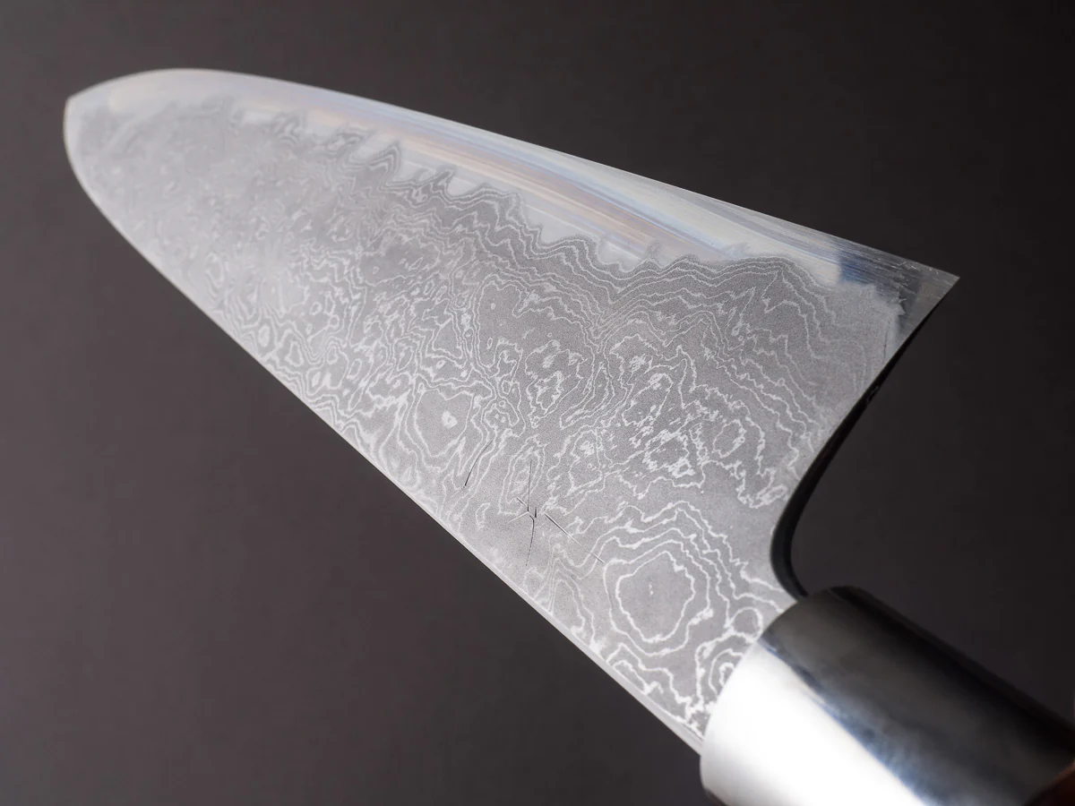 Hitohira - Tanaka x Kyuzo - Blue #1 Damascus - 270mm Gyuto - Rosewood Kanaguchi Oval Handle - Image 10