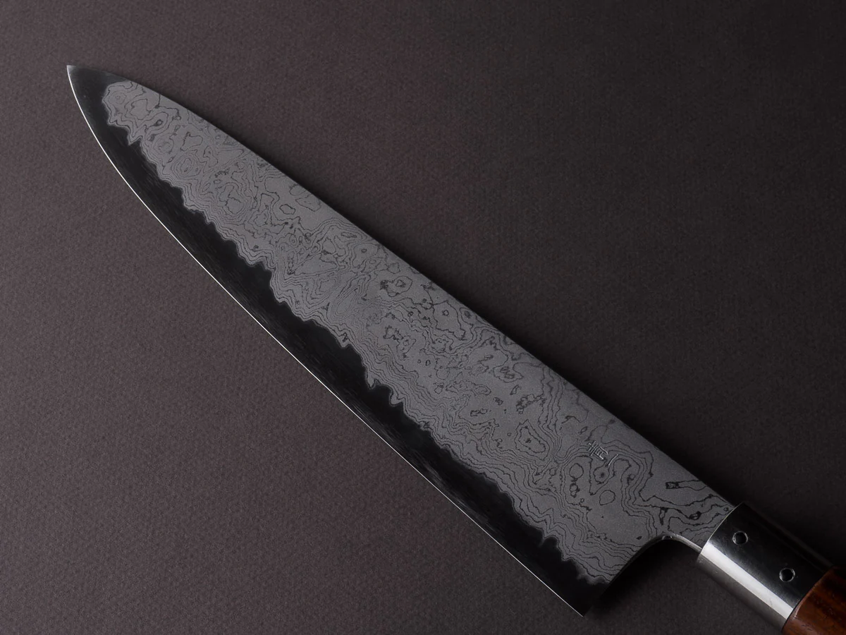 Hitohira - Tanaka x Kyuzo - Blue #1 Damascus - 270mm Gyuto - Rosewood Kanaguchi Oval Handle - Image 3