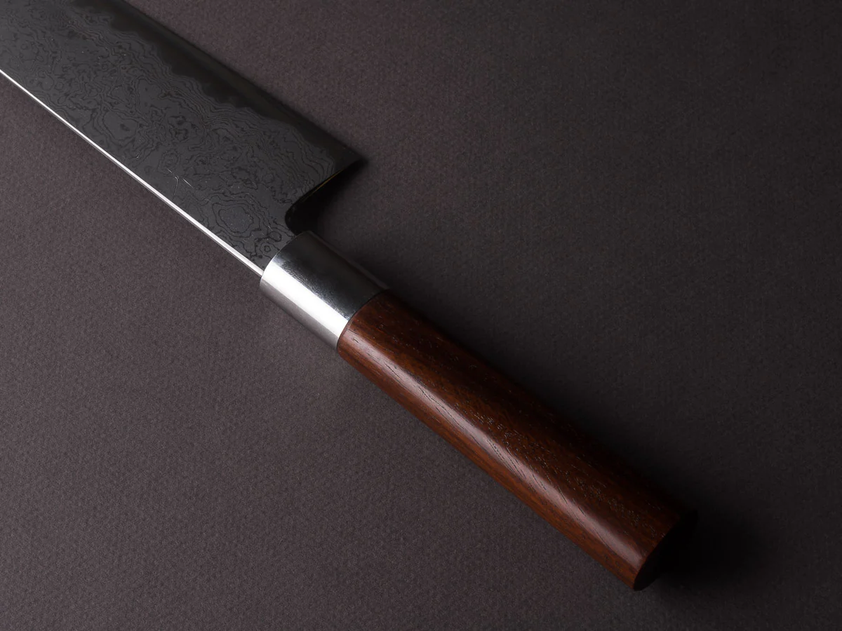 Hitohira - Tanaka x Kyuzo - Blue #1 Damascus - 270mm Gyuto - Rosewood Kanaguchi Oval Handle - Image 4