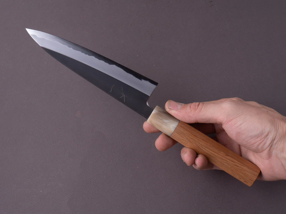 Hitohira - Tanaka x Kyuzo - Blue #1 - Kurouchi - Petty - 165mm - Yakusugi Cedar Handle - Image 8
