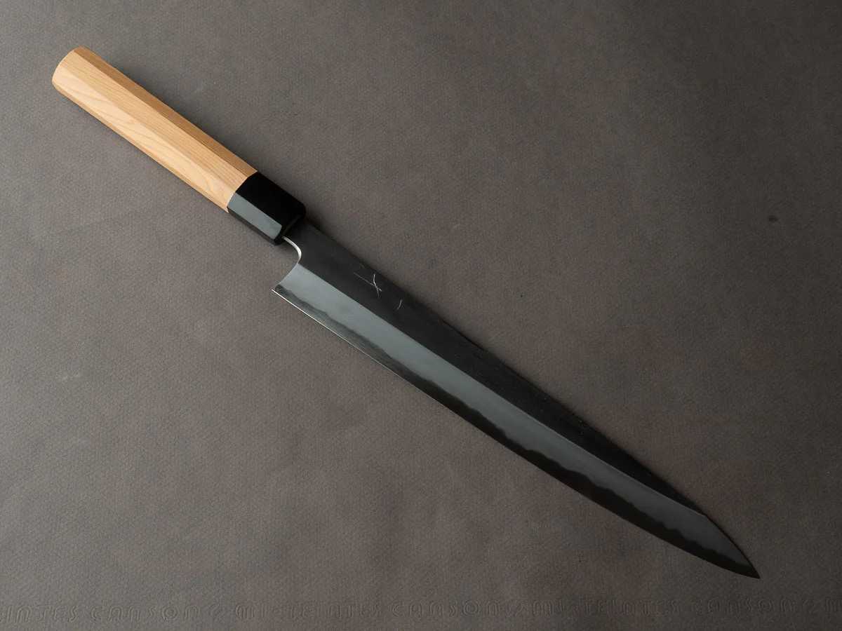 Hitohira - Tanaka x Kyuzo - Blue #1 - Kurouchi - 270mm Sujihiki - Yakusugi Cedar handle