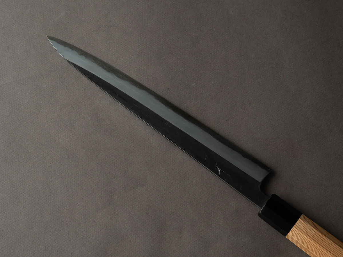Hitohira - Tanaka x Kyuzo - Blue #1 - Kurouchi - 270mm Sujihiki - Yakusugi Cedar handle - Image 2