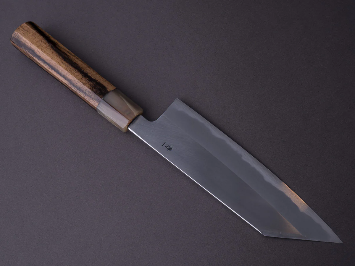 Hitohira - Tanaka x Kyuzo - Blue #1 - Migaki - 180mm Bunka - Persimmon Handle - Image 2