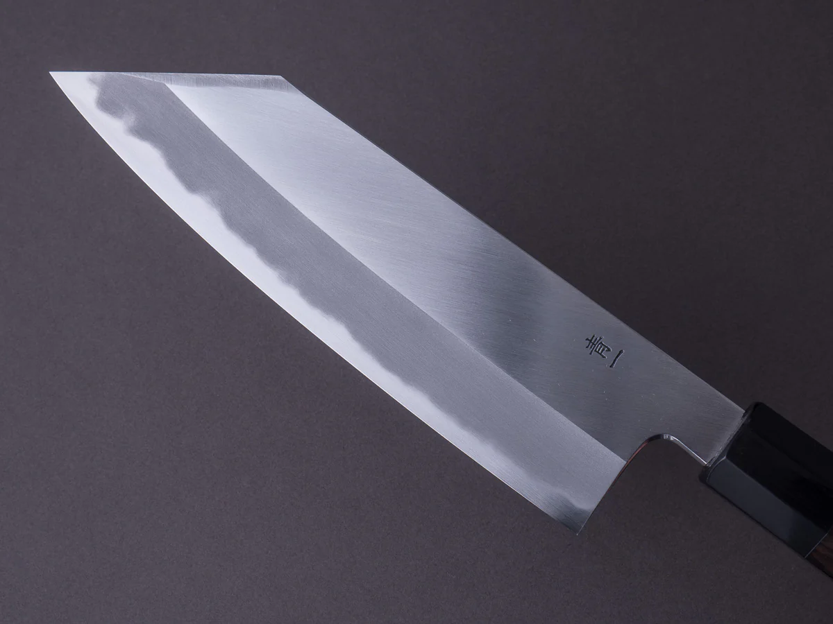 Hitohira - Tanaka x Kyuzo - Blue #1 - Migaki - Bunka - 180mm - Ziricote Handle - Image 4