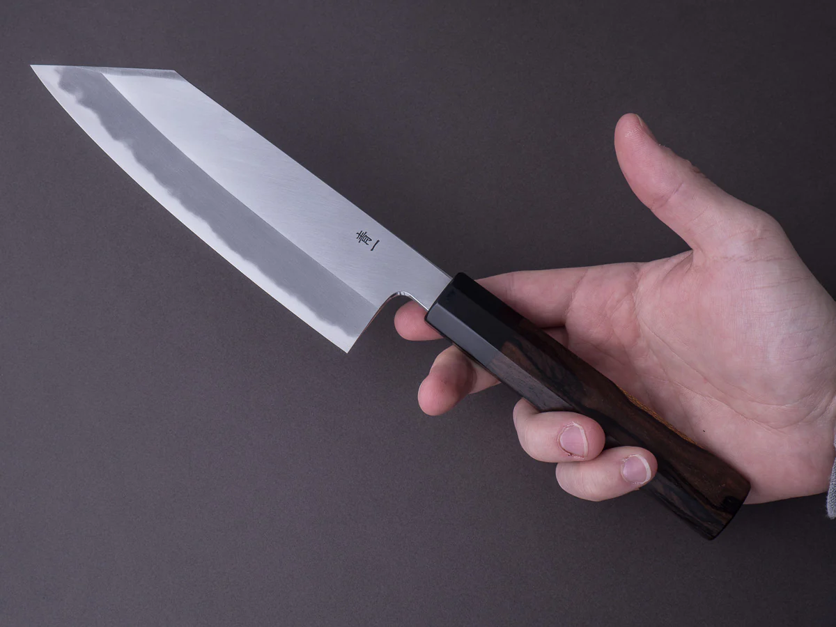 Hitohira - Tanaka x Kyuzo - Blue #1 - Migaki - Bunka - 180mm - Ziricote Handle - Image 6