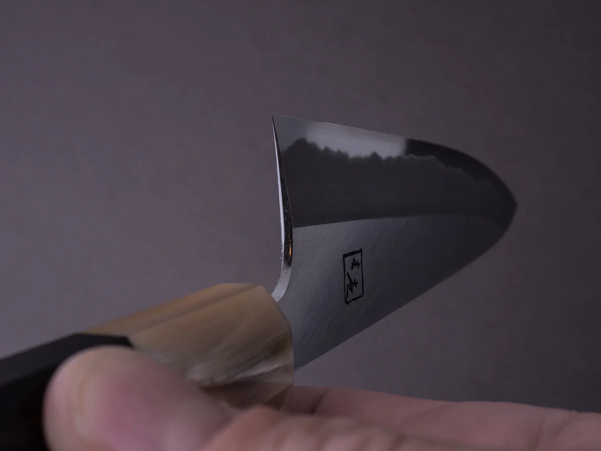 Hitohira - Tanaka x Kyuzo - Blue #1 Migaki - 210mm Gyuto - Taihei Ebony Handle - Image 10