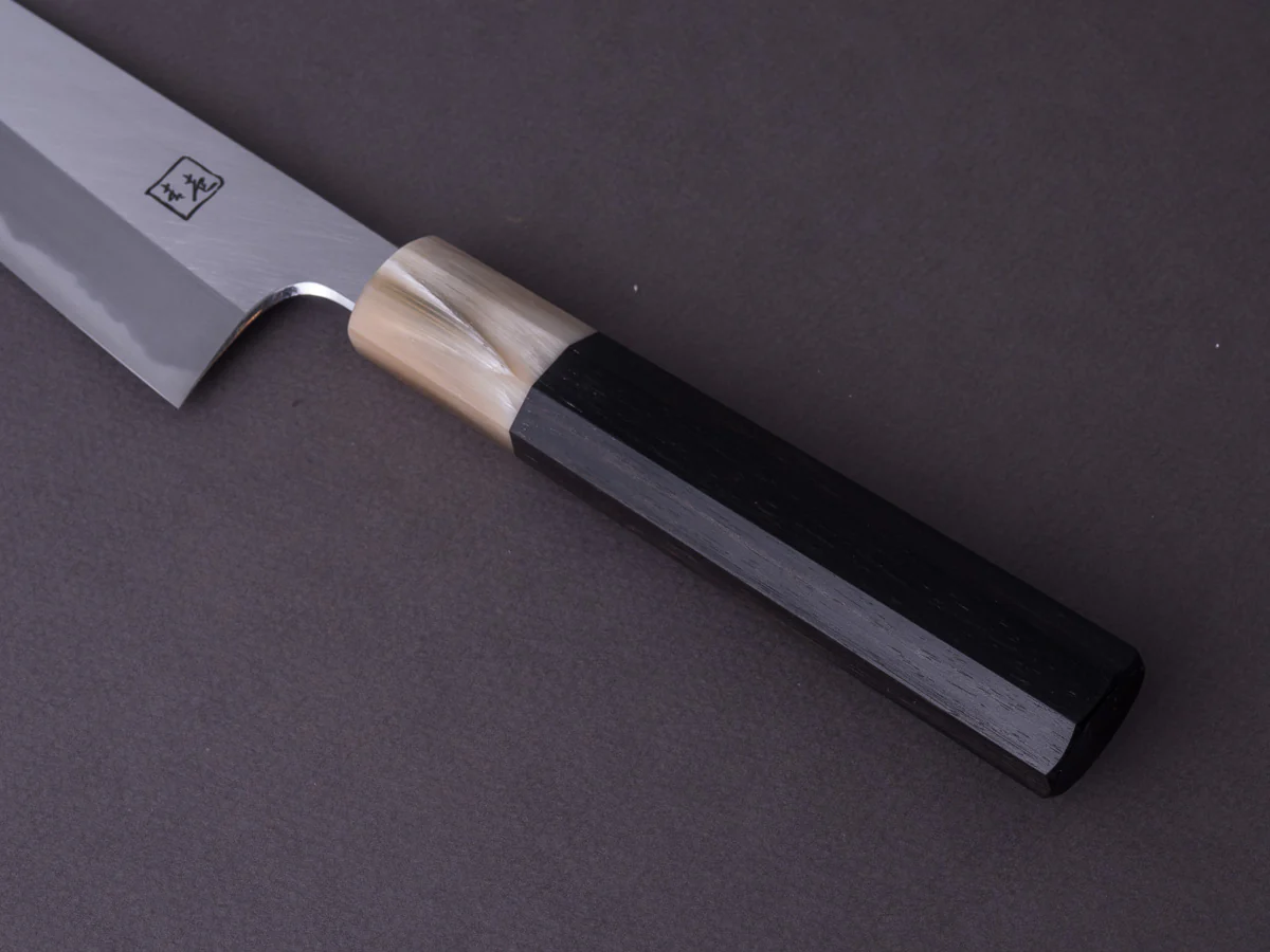 Hitohira - Tanaka x Kyuzo - Blue #1 Migaki - 210mm Gyuto - Taihei Ebony Handle - Image 3