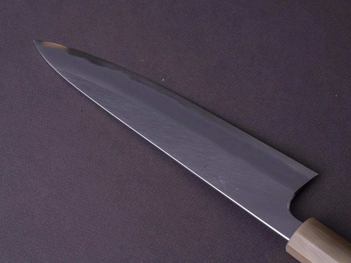 Hitohira - Tanaka x Kyuzo - Blue #1 Migaki - 210mm Gyuto - Taihei Ebony Handle - Image 6