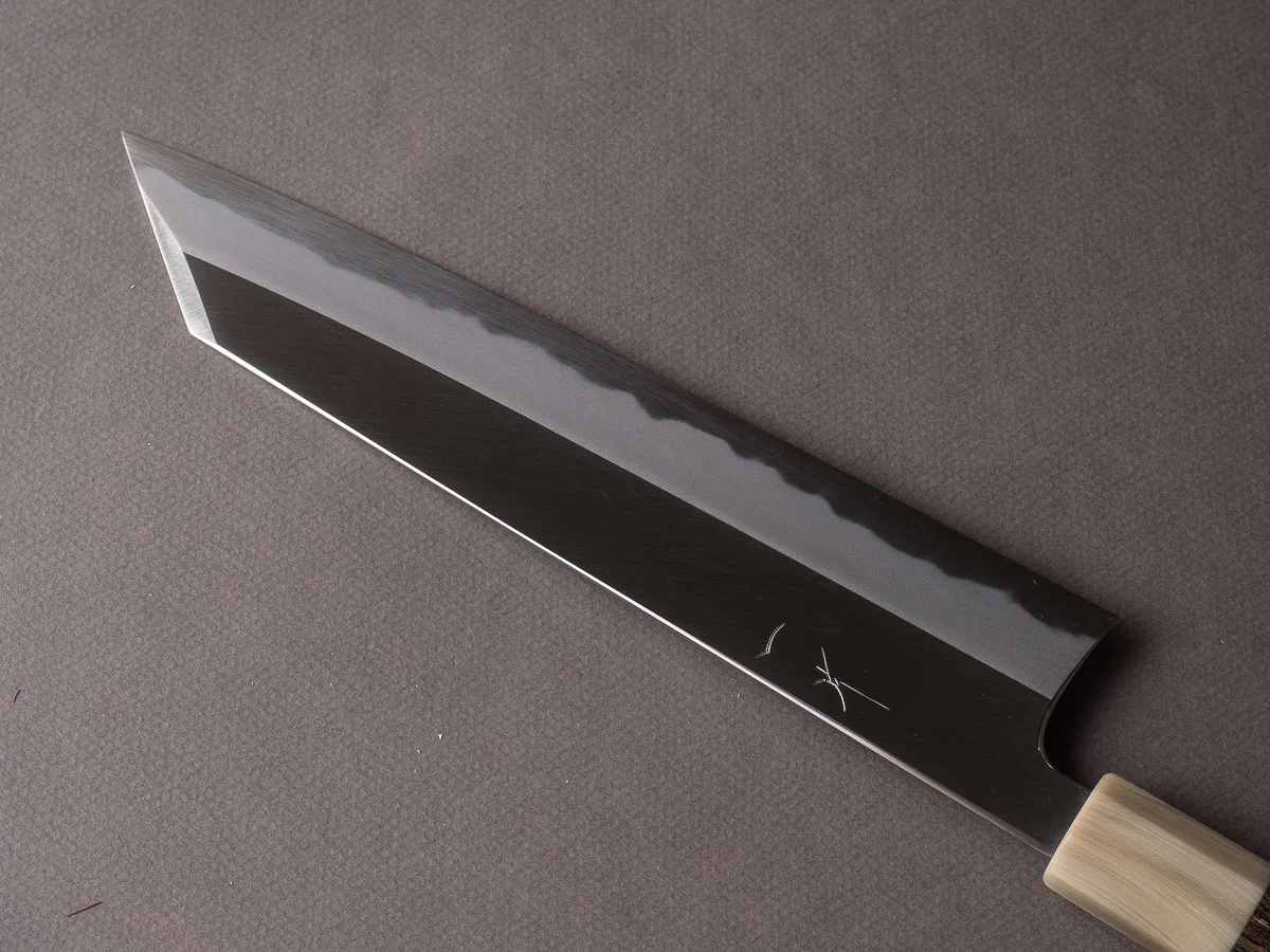 Hitohira - Tanaka x Kyuzo - Blue #1 Migaki - 240mm Kiritsuke Gyuto - Ziricote Handle - Image 4