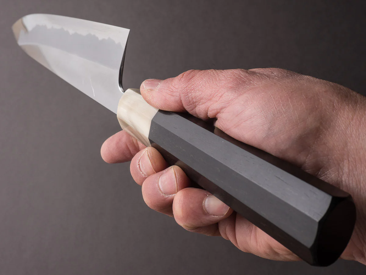 Hitohira - Tanaka x Kyuzo - Super Blue - Migaki - 240mm Gyuto - Ebony Handle - Saya - Image 10