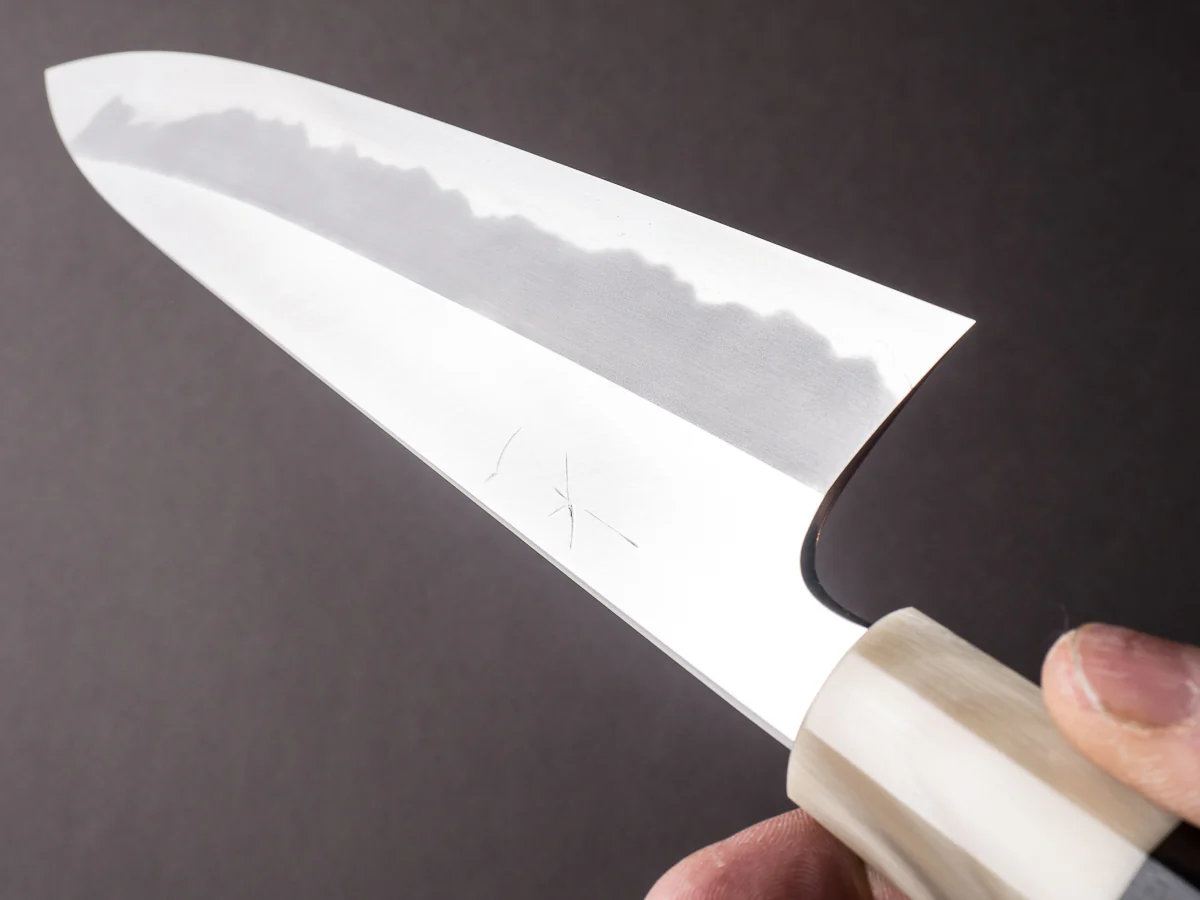 Hitohira - Tanaka x Kyuzo - Super Blue - Migaki - 240mm Gyuto - Ebony Handle - Saya - Image 11
