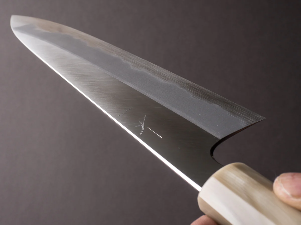 Hitohira - Tanaka x Kyuzo - Super Blue - Migaki - 240mm Gyuto - Ebony Handle - Saya - Image 12