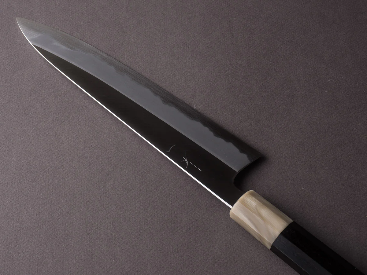 Hitohira - Tanaka x Kyuzo - Super Blue - Migaki - 240mm Gyuto - Ebony Handle - Saya - Image 3