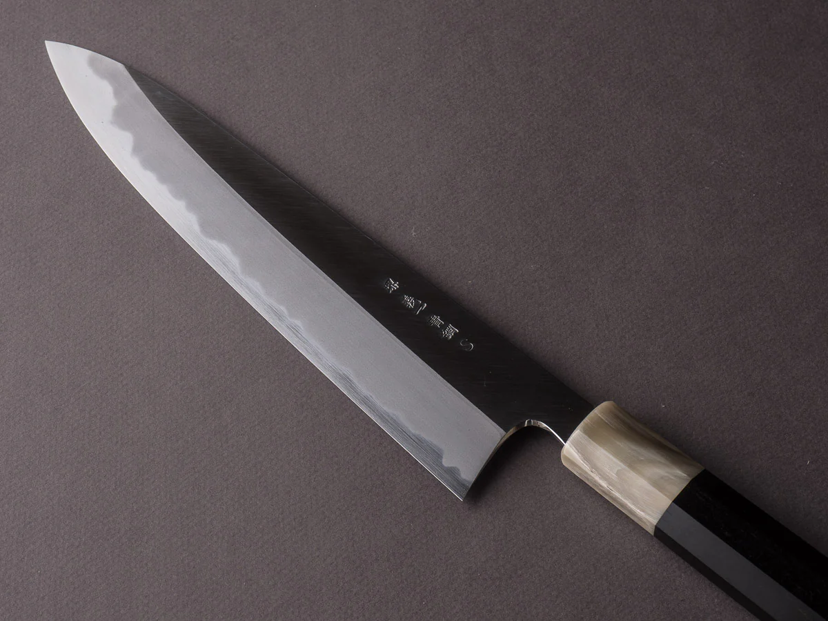 Hitohira - Tanaka x Kyuzo - Super Blue - Migaki - 240mm Gyuto - Ebony Handle - Saya - Image 4