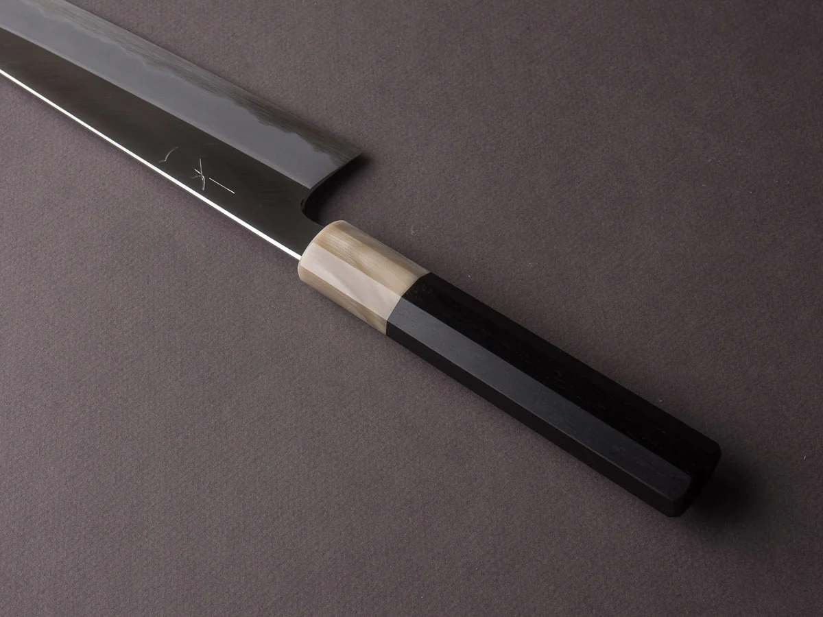 Hitohira - Tanaka x Kyuzo - Super Blue - Migaki - 240mm Gyuto - Ebony Handle - Saya - Image 5