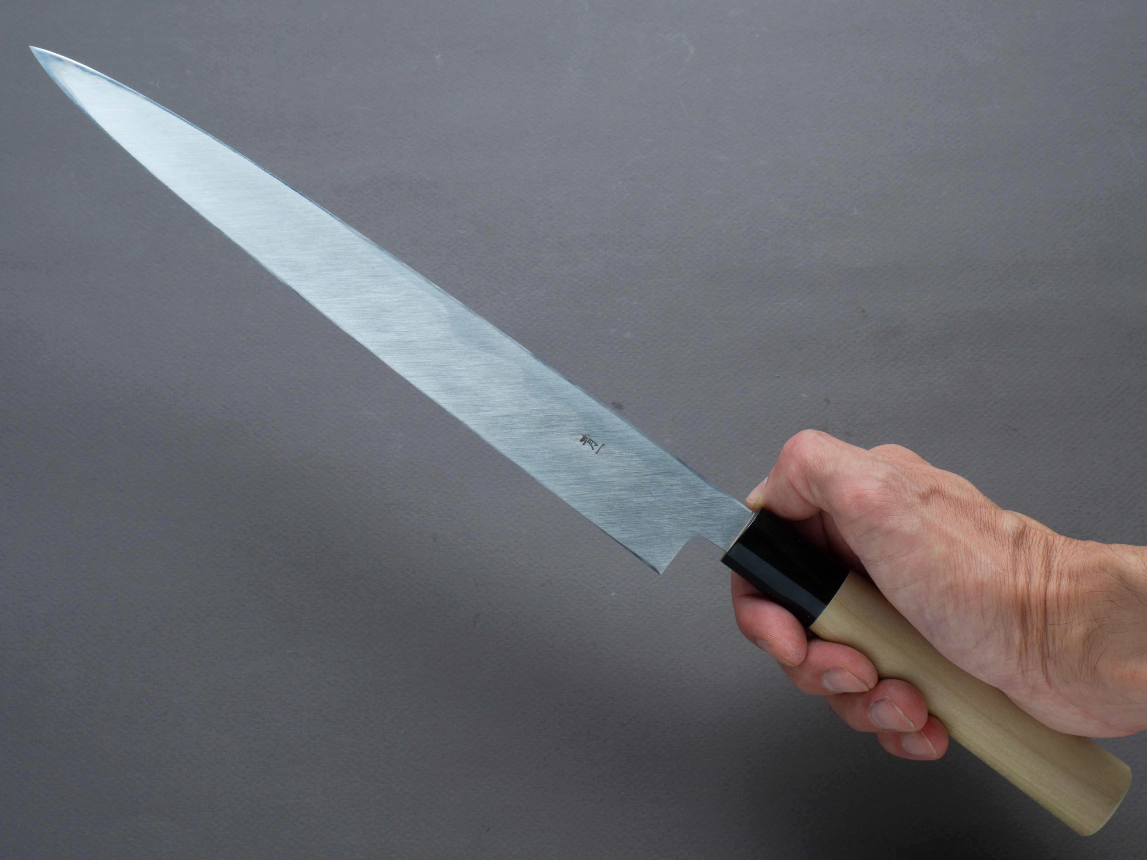Hitohira - Tanaka x Manzo - Blue #1 -  270mm Yanagiba - Magnolia Handle (D-Shape/ Saya) - Image 7