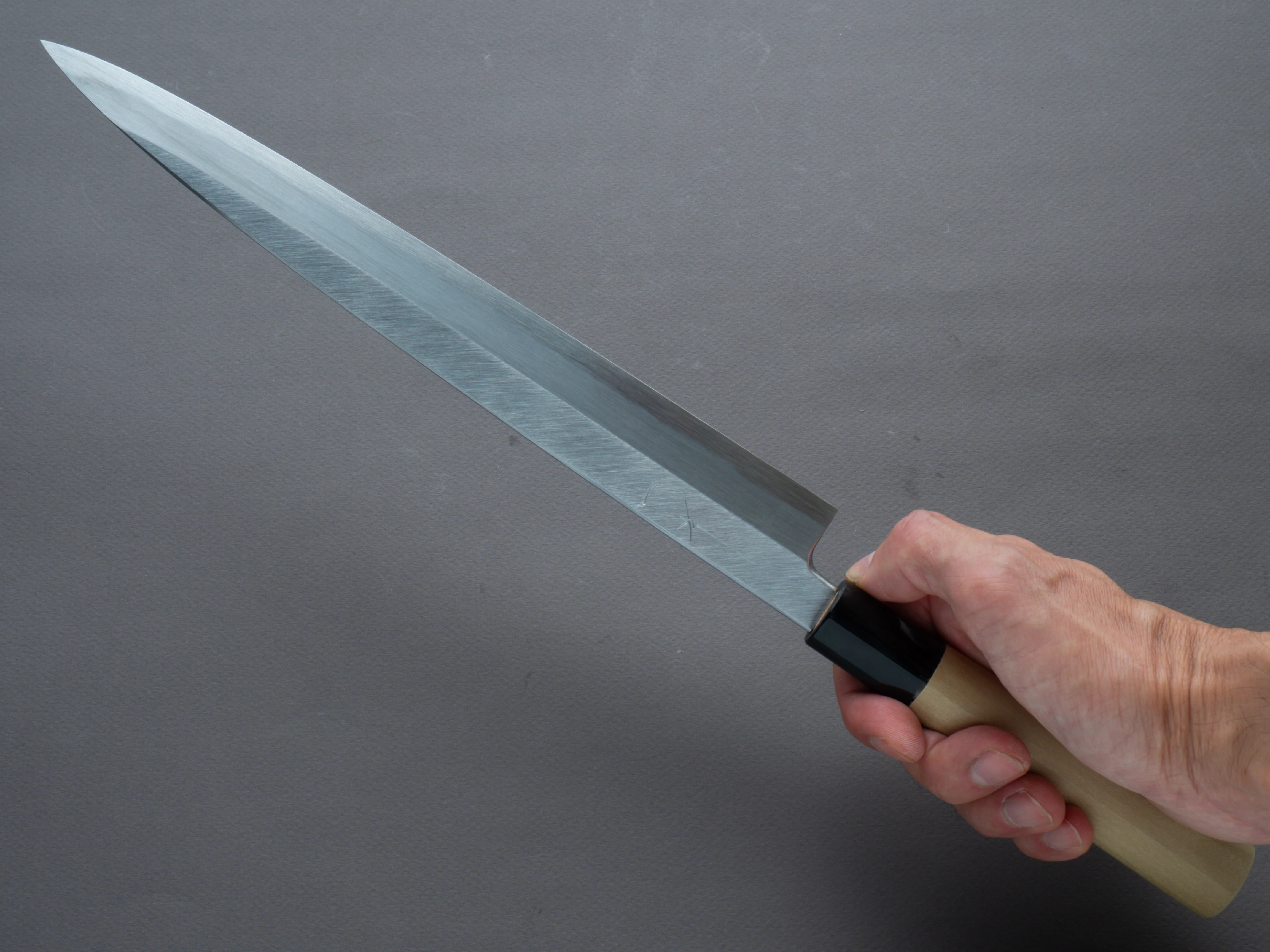 Hitohira - Tanaka x Manzo - Blue #1 -  270mm Yanagiba - Magnolia Handle (D-Shape/ Saya) - Image 8