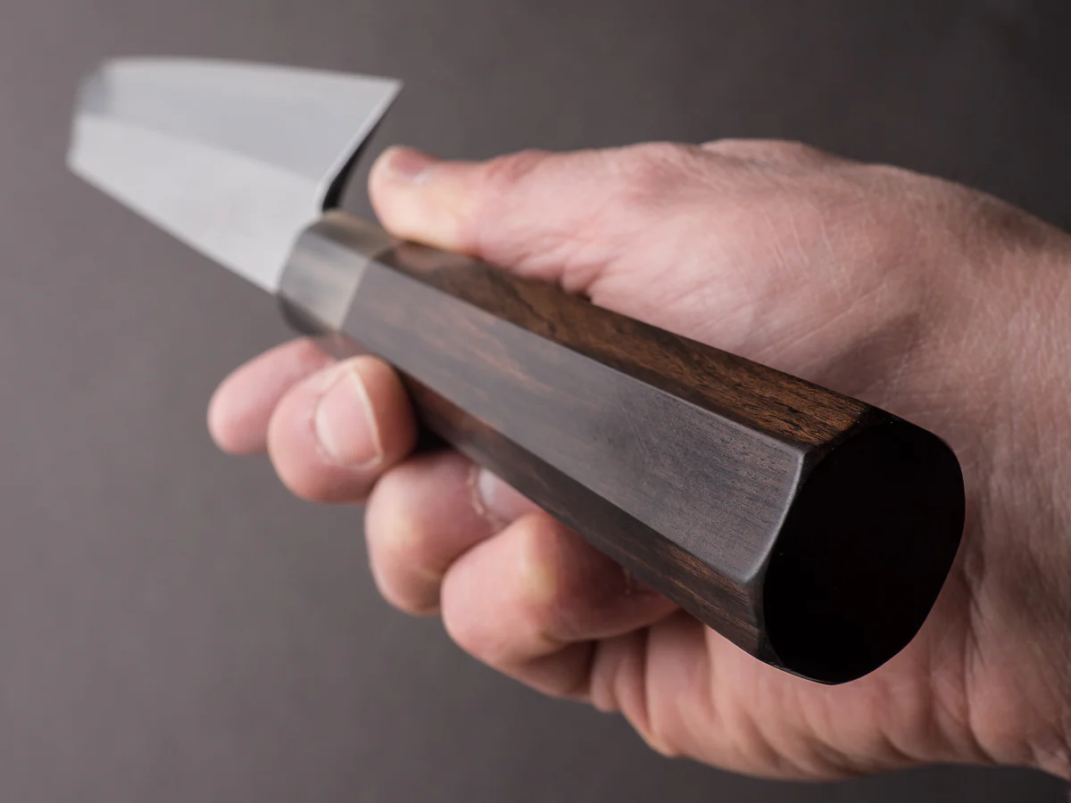 Hitohira - Tanaka x Mosuke - Blue #1 - Mirror Polished - Kiritsuke - 240mm - Ebony Handle - Saya - Image 9