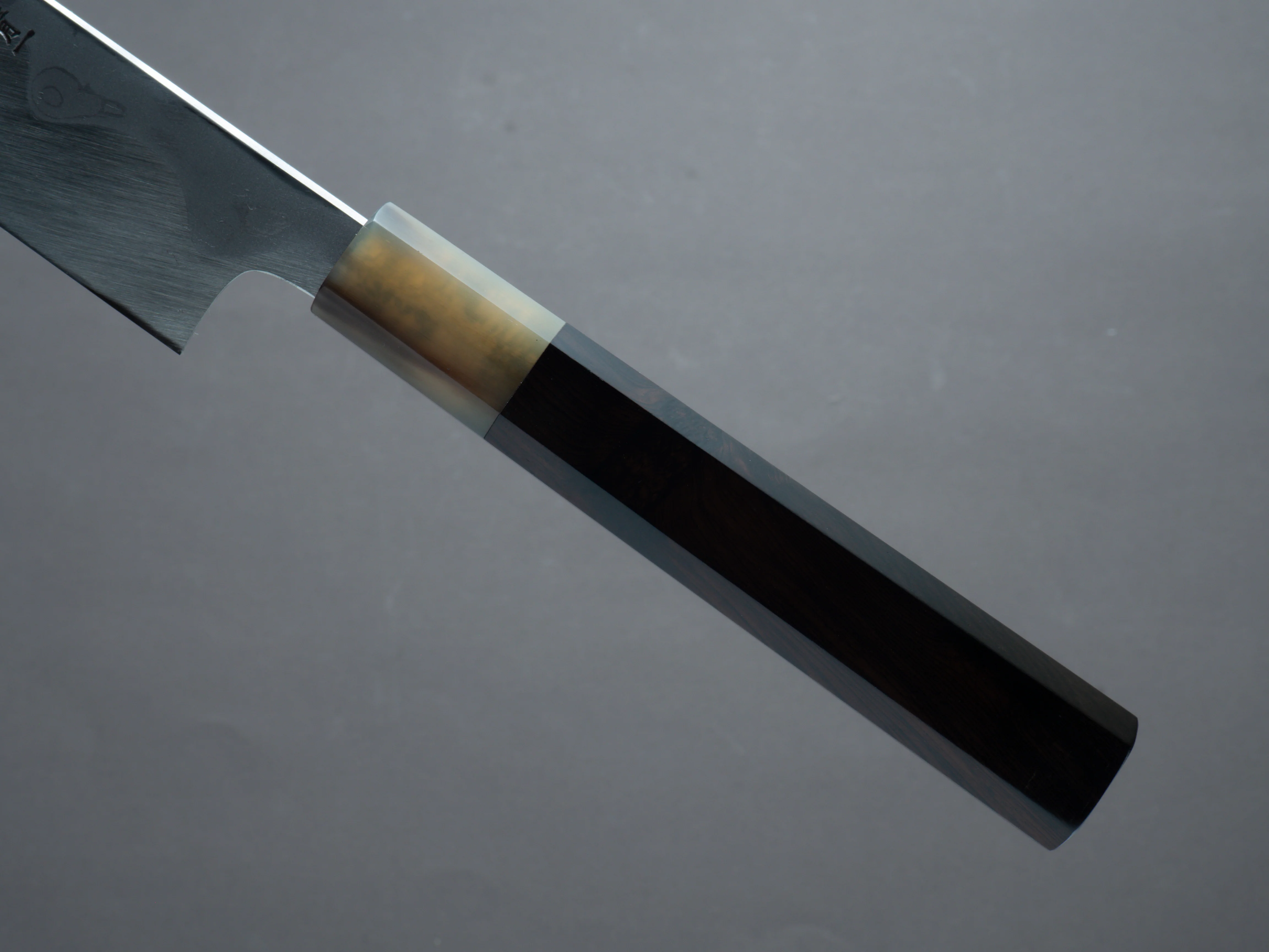 Hitohira - Tanaka x Mosuke - Blue #1 - Damascus - Yanagiba - 300mm - Ebony Handle - Saya - Image 5