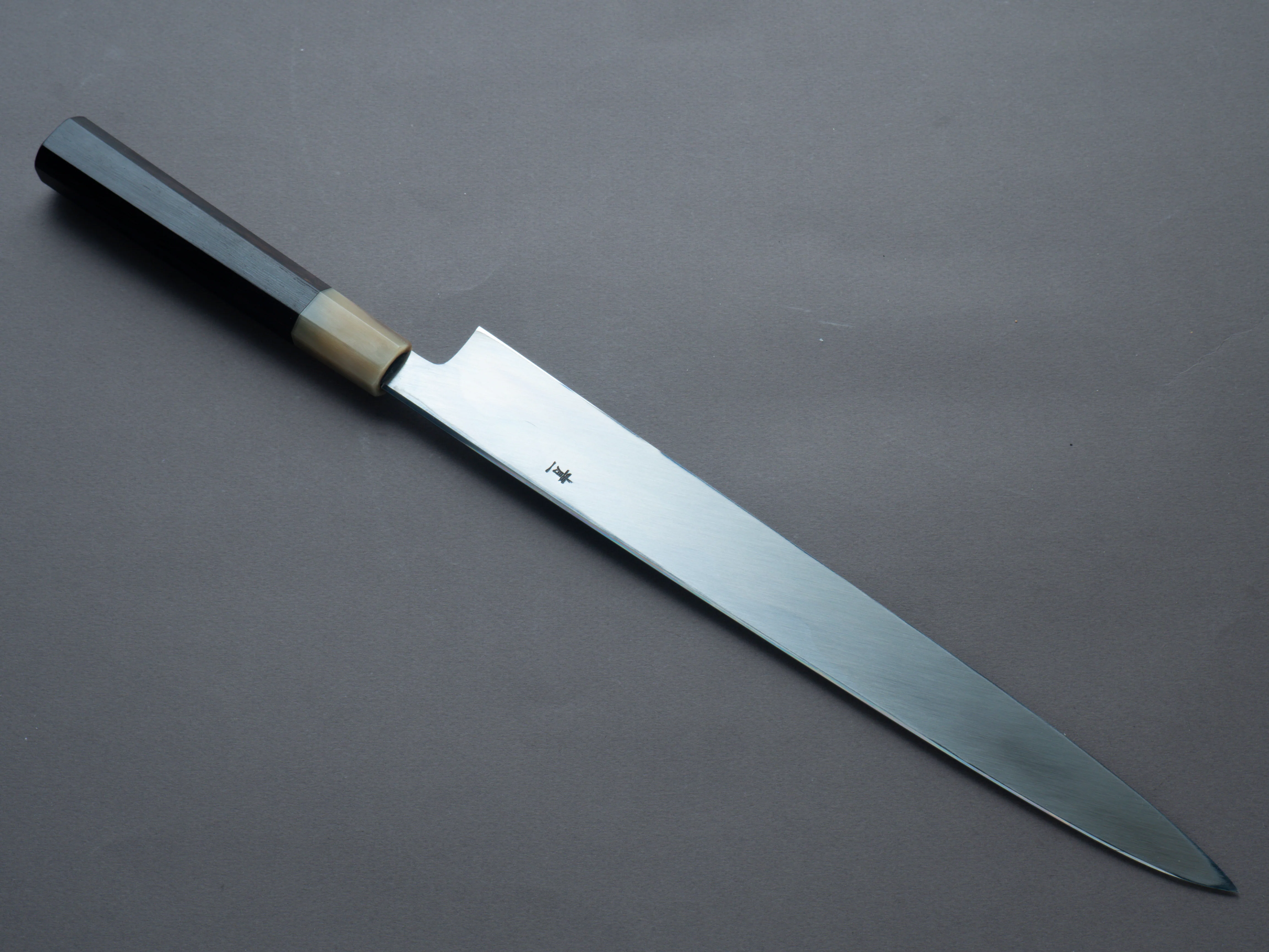 Hitohira - Tanaka x Mosuke - Blue #1 - Mirror Polished - 300mm Yanagiba - Ebony Handle - Saya - Image 2